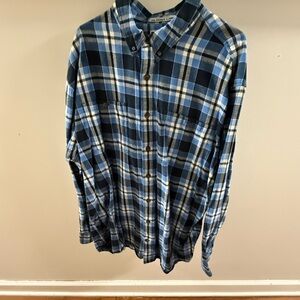 Duluth Trading Co Blue and White Plaid Men's Shirt